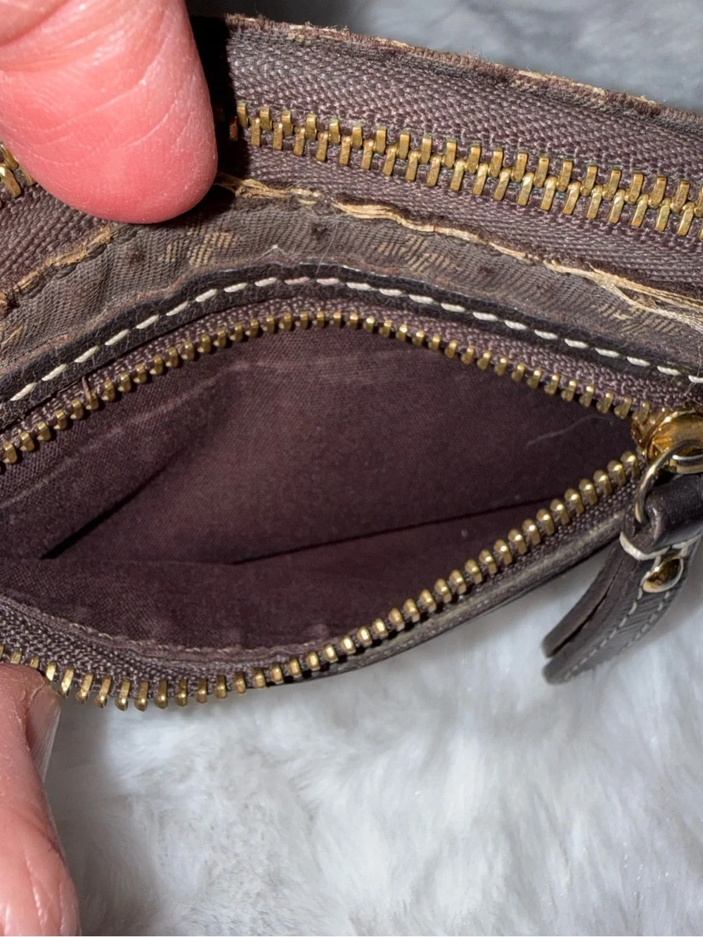 Louis Vuitton Brown Monogram Canvas Mini Lin Pochette with Chain Wristlet